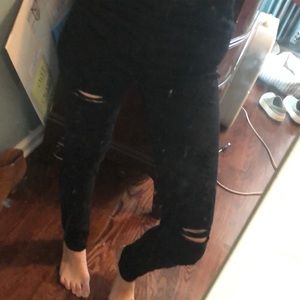 COPY - AGOLDE high waisted black ripped skinny je…